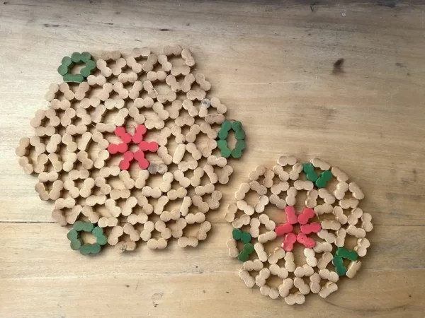 Collier Vintage En Perles De Bois Gris Marbré – Unique, état Impeccable