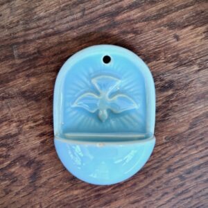 4544 - Petit bénitier en céramique bleue