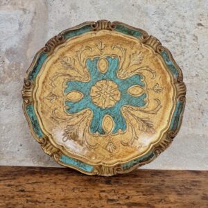 4551 - Plateau Florentin doré et turquoise - 1