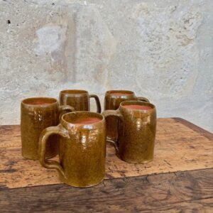 Lot de 5 chopes en grès brun