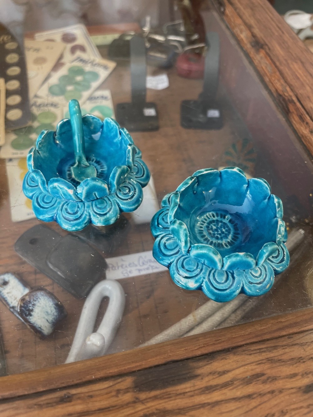 Salière poivrière en céramique bleu