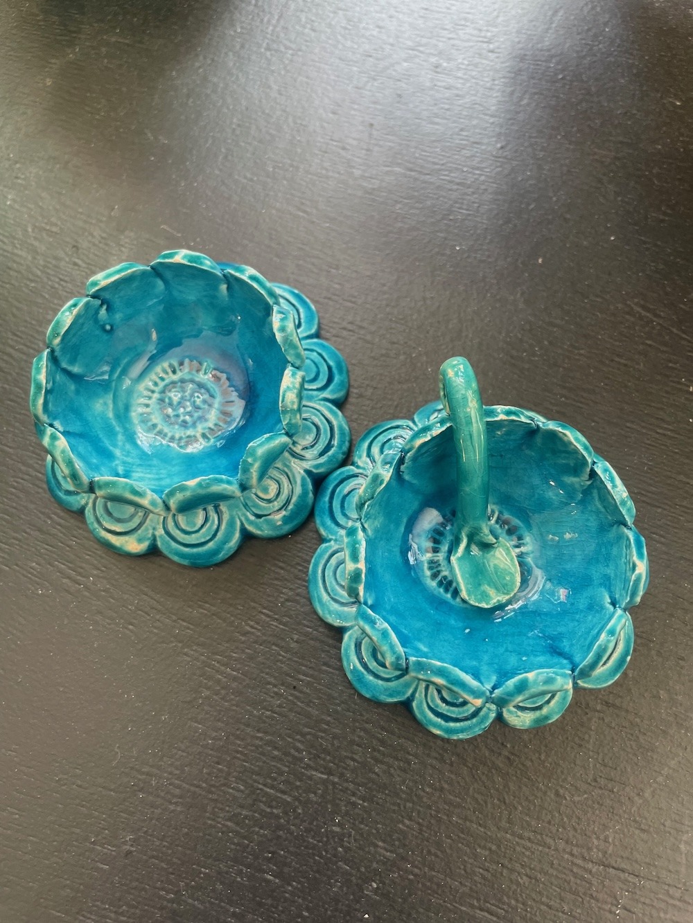 Salière poivrière en céramique bleu