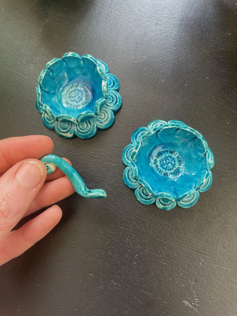 Salière poivrière en céramique bleu