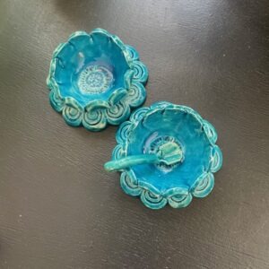 Salière poivrière en céramique bleu