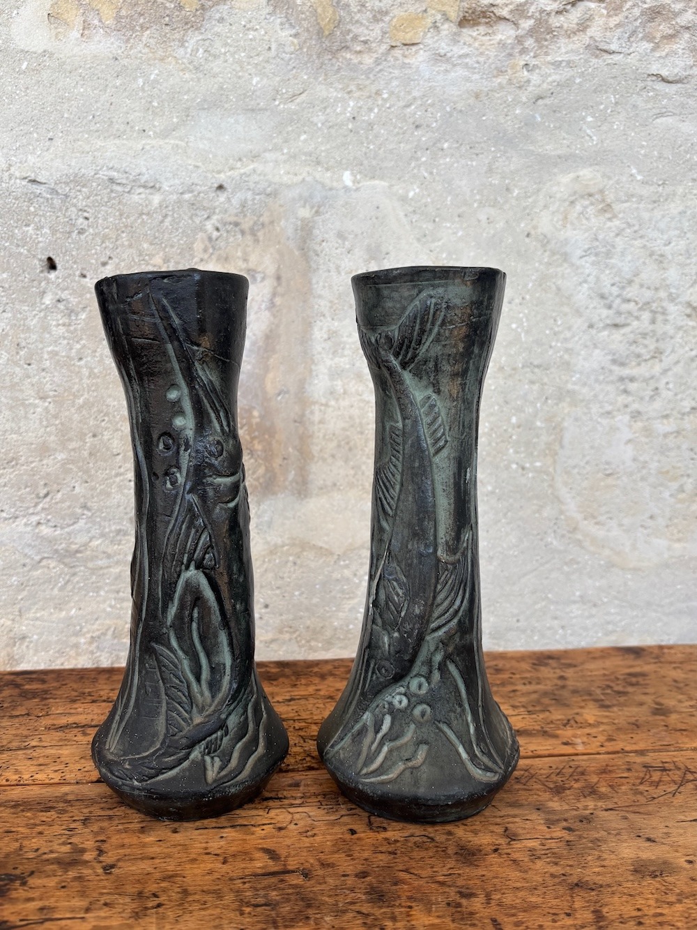 Duo de vases brutalistes dans le style de Ballesti