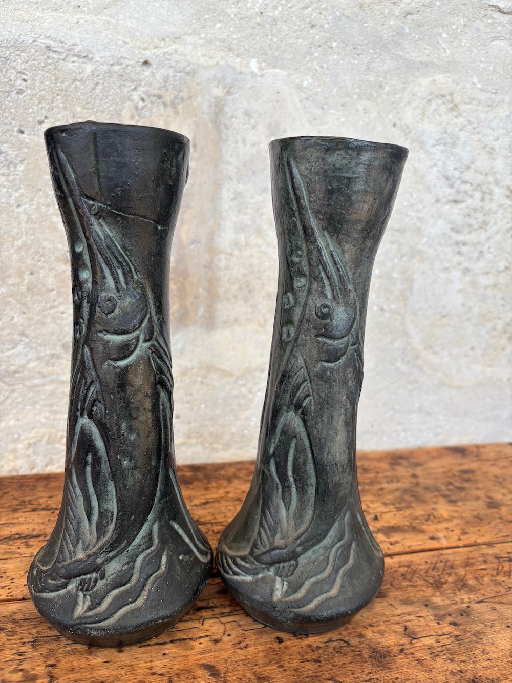 Duo de vases brutalistes dans le style de Ballesti
