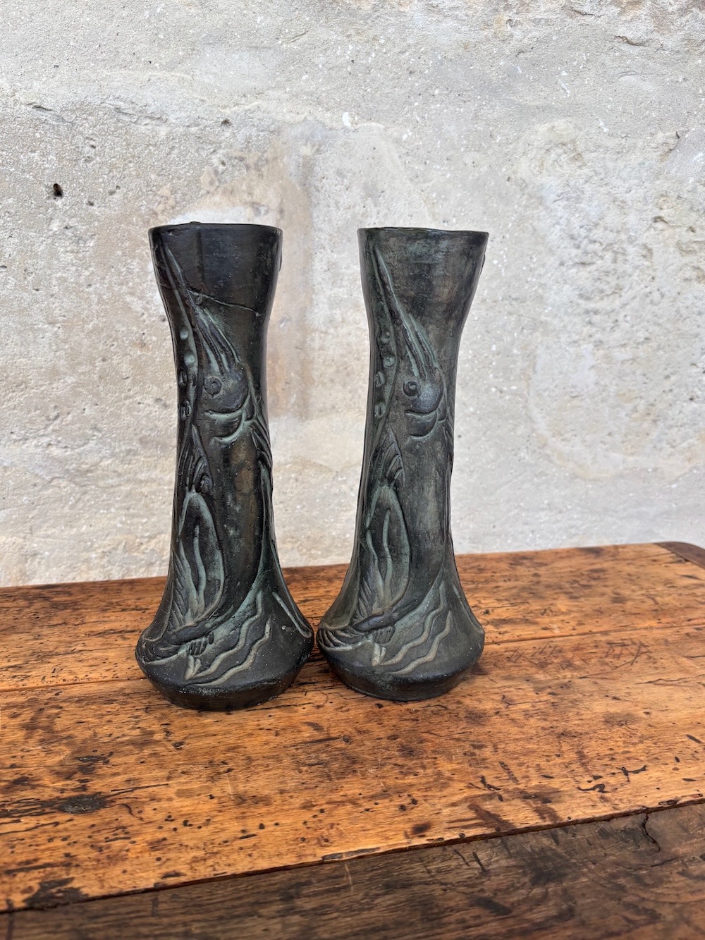 Duo de vases brutalistes dans le style de Ballesti