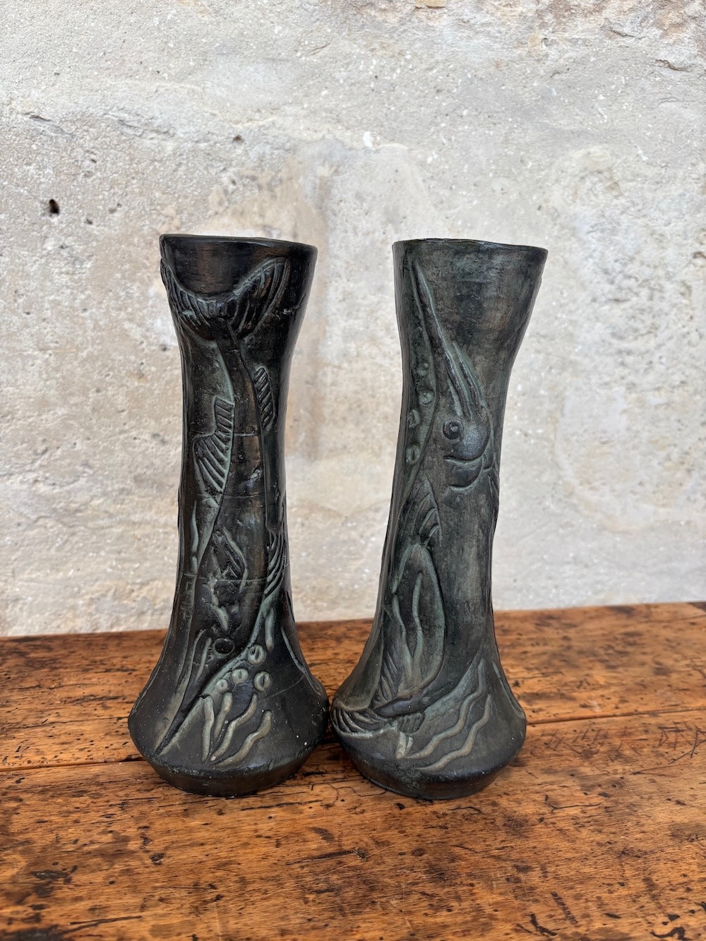 Duo de vases brutalistes dans le style de Ballesti