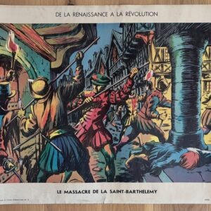 Tableau d'histoire vintage - Le massacre de la Saint-Barthélemy / Turenne sur le champ de bataille