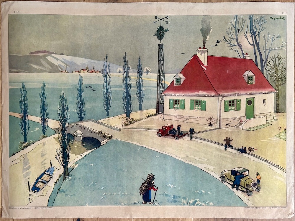 Affiche scolaire vintage Rossignol - Il gèle