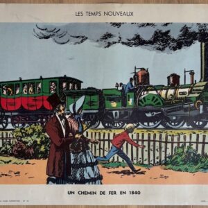 Tableau d'histoire vintage - Les Parisiens attaquent le château des Tuileries / Un chemin de fer en 1840