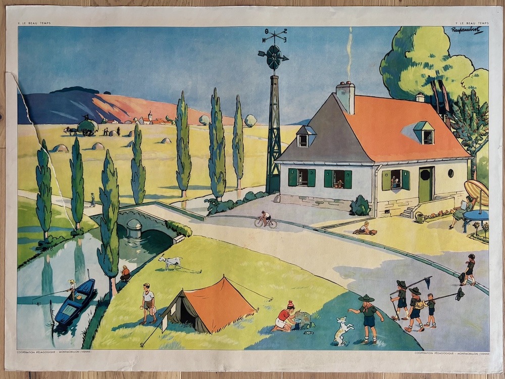 Affiche scolaire vintage Rossignol - Le Beau Temps
