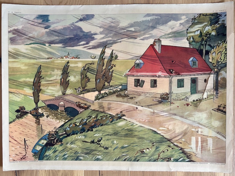 Affiche scolaire vintage Rossignol - Le Beau Temps